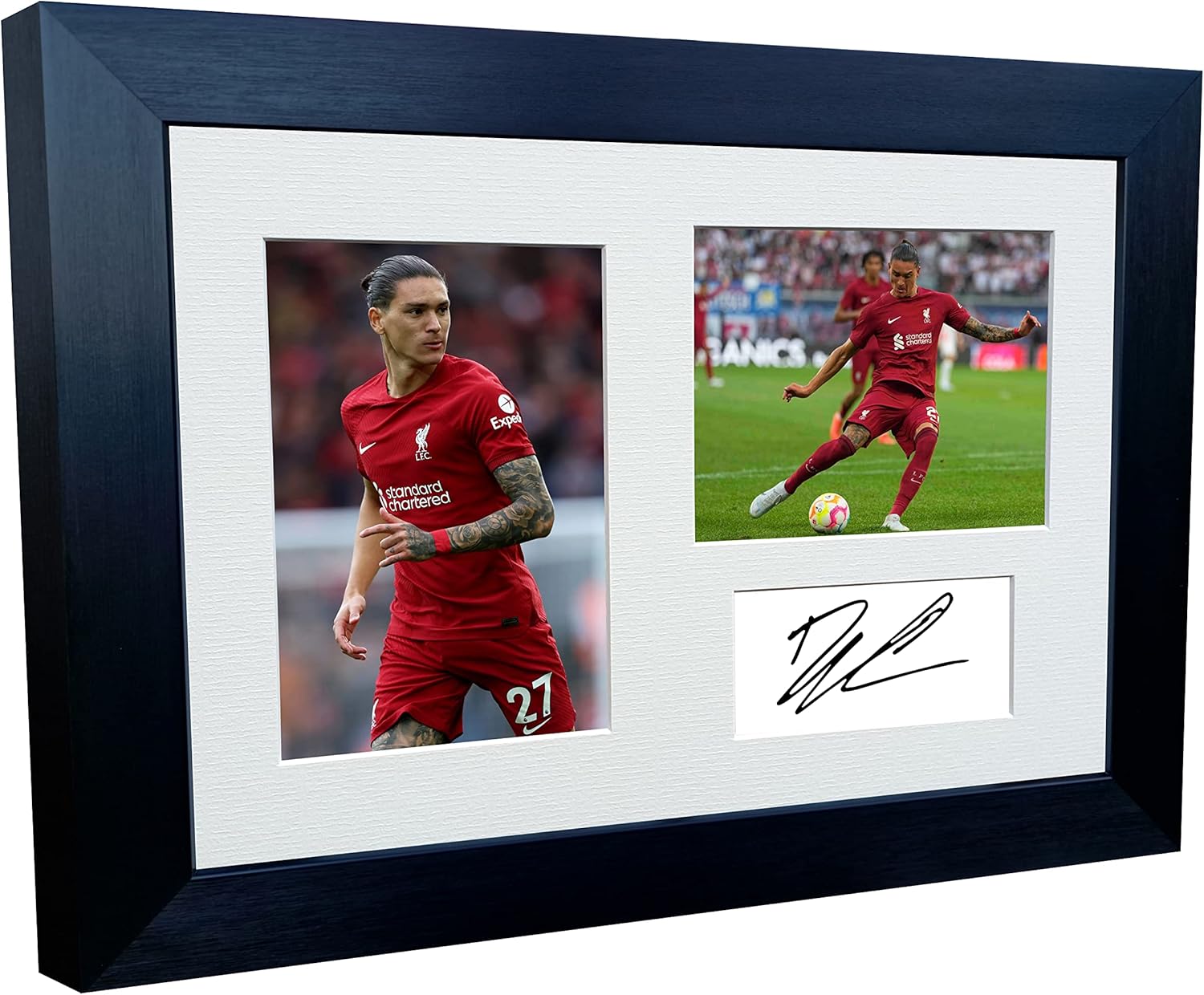 2022/23 Darwin Nunez Liverpool Triple Autographed Signed 12x8 A4 Photo Photograph Picture Frame Football Soccer Poster Gift