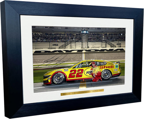 12x8 A4 Joey Logano 2024 Daytona 500 NASCAR Cup Series No. 22 Ford Mustang Dark Horse for Team Penske Signed Autographed Signature Photo Photograph Picture Frame Poster Celebration Gift