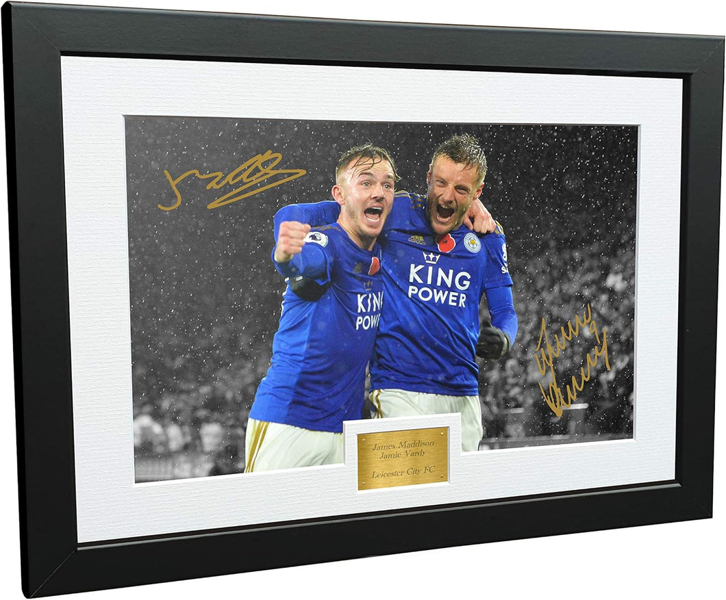 Kitbags & Lockers James Maddison Jamie Vardy Leicester City FC Autographed Signed Photo Photograph Picture Frame Soccer Gift