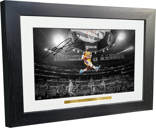 Kitbags & Lockers 12x8 A4 LeBron James Slam Dunk LA Lakers Los Angeles Autographed Signed Photo Photograph Picture Frame Basketball Poster Gift