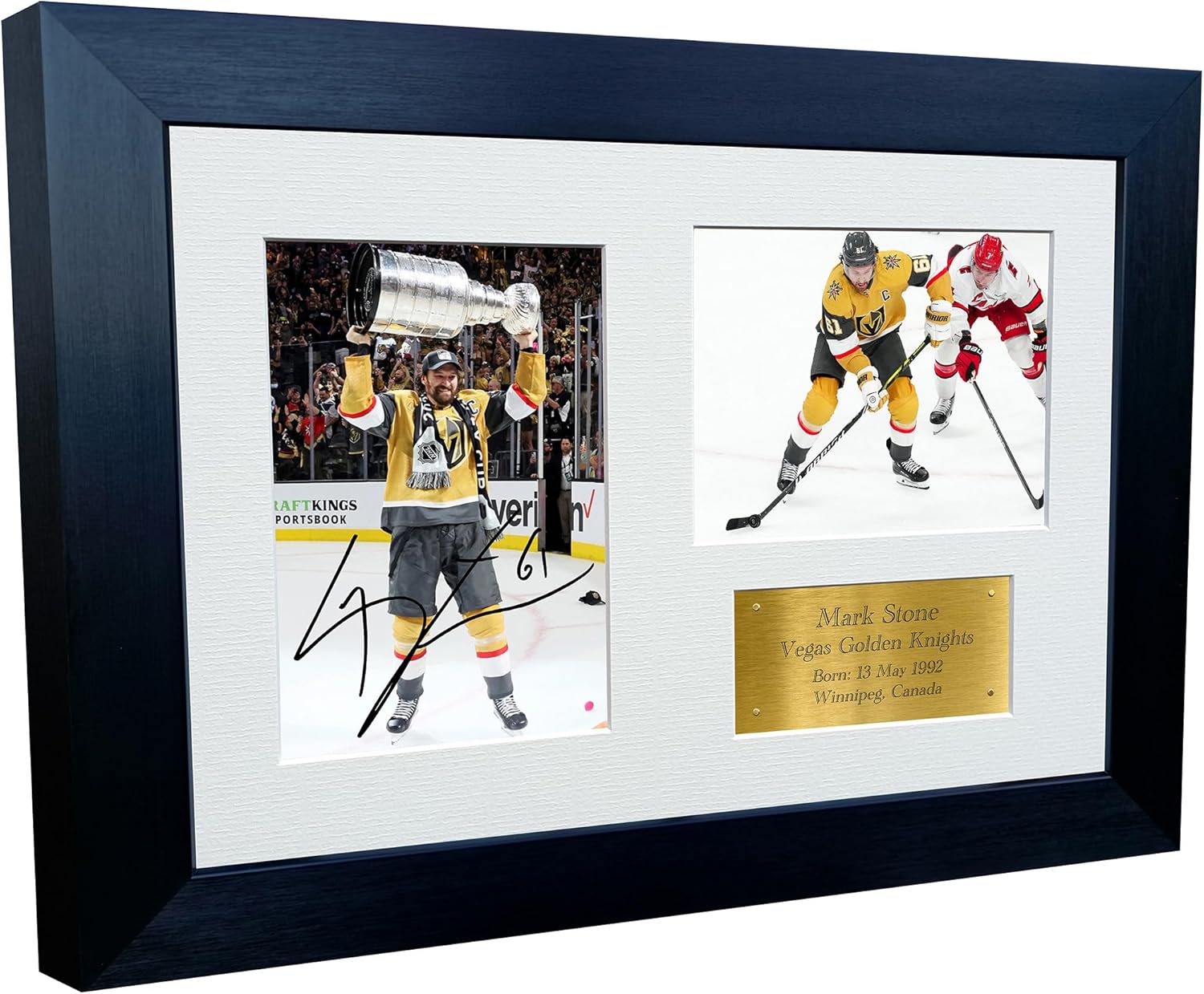 Kitbags & Lockers 12x8 A4 Mark Stone Vegas Golden Knights NHL Autographed Signed Photo Photograph Picture Frame Ice Hockey Poster Gift Triple G