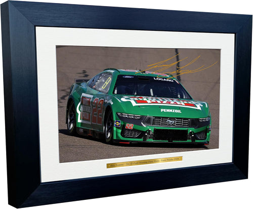 Kitbags & Lockers 12x8 A4 Joey Logano 2024 NASCAR Cup Series No. 22 Ford Mustang Dark Horse for Team Penske Signed Autographed Signature Photo Photograph Picture Frame Poster Celebration Gift 1