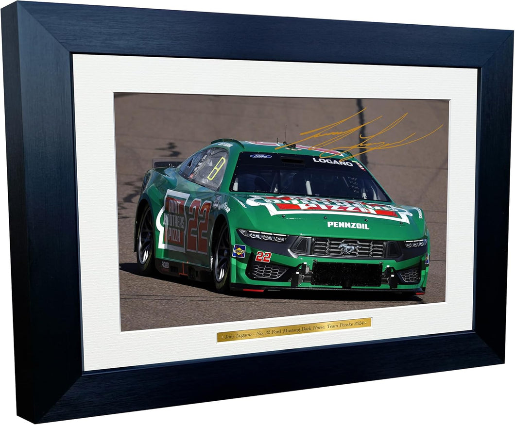 Kitbags & Lockers 12x8 A4 Joey Logano 2024 NASCAR Cup Series No. 22 Ford Mustang Dark Horse for Team Penske Signed Autographed Signature Photo Photograph Picture Frame Poster Celebration Gift 1
