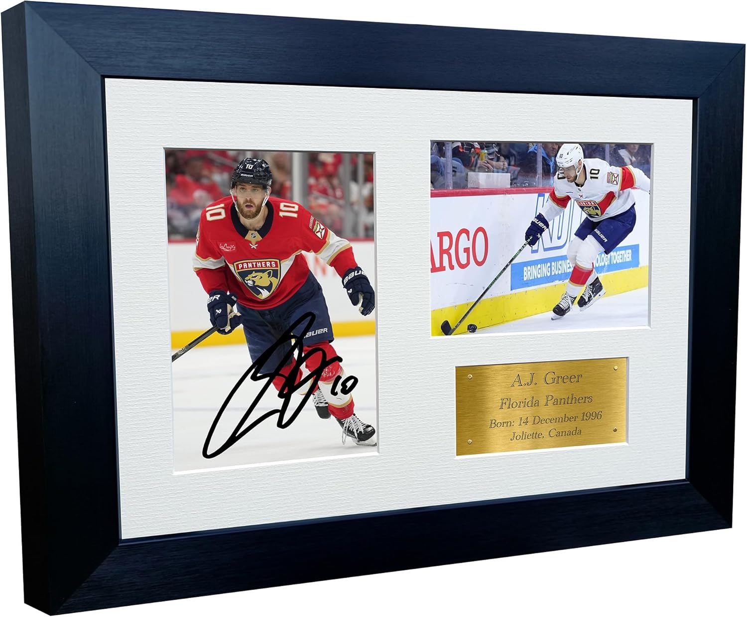 Kitbags & Lockers 12x8 A4 Florida Panthers AJ Greer Stanley Cup Champions 2025 NHL Autograph Signed Signature Photo Photograph Picture Frame Ice Hockey Poster Gift Triple G