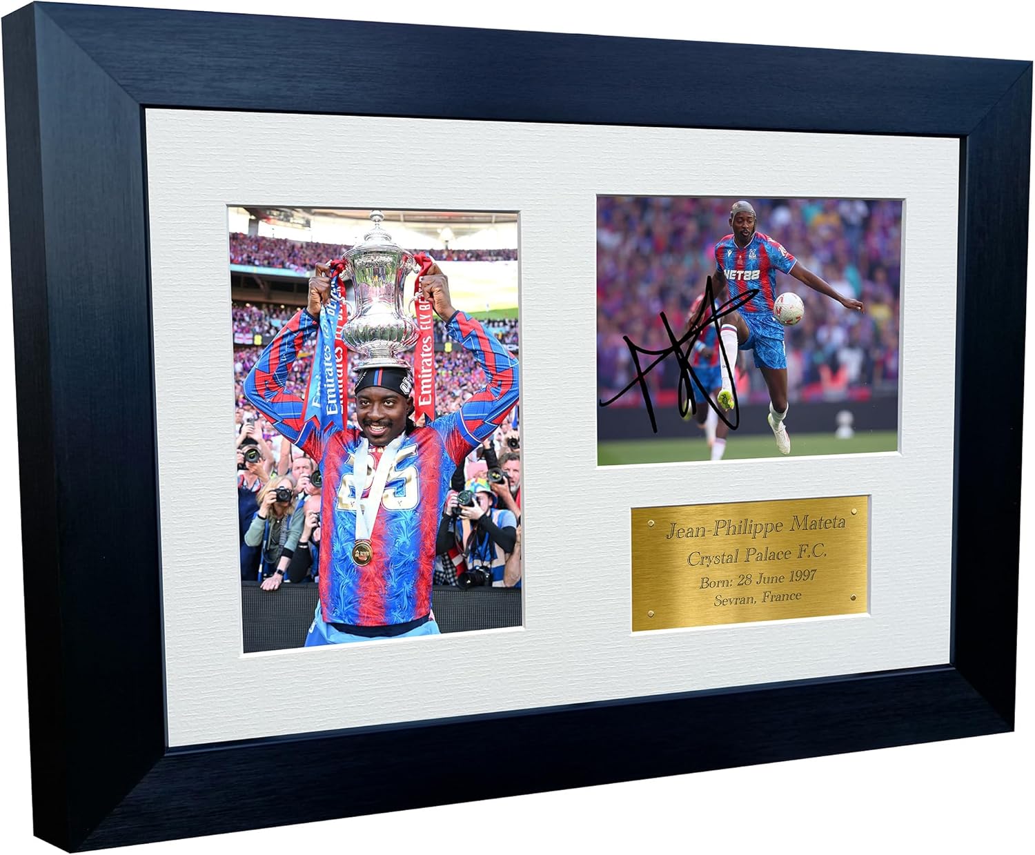 12x8 A4 Signed Jean Philippe Mateta Crystal Palace FC FA Cup Winners 2025 Autographed Autograph Signature Picture Frame Photograph Photo Poster Football Soccer Gift Triple Gold