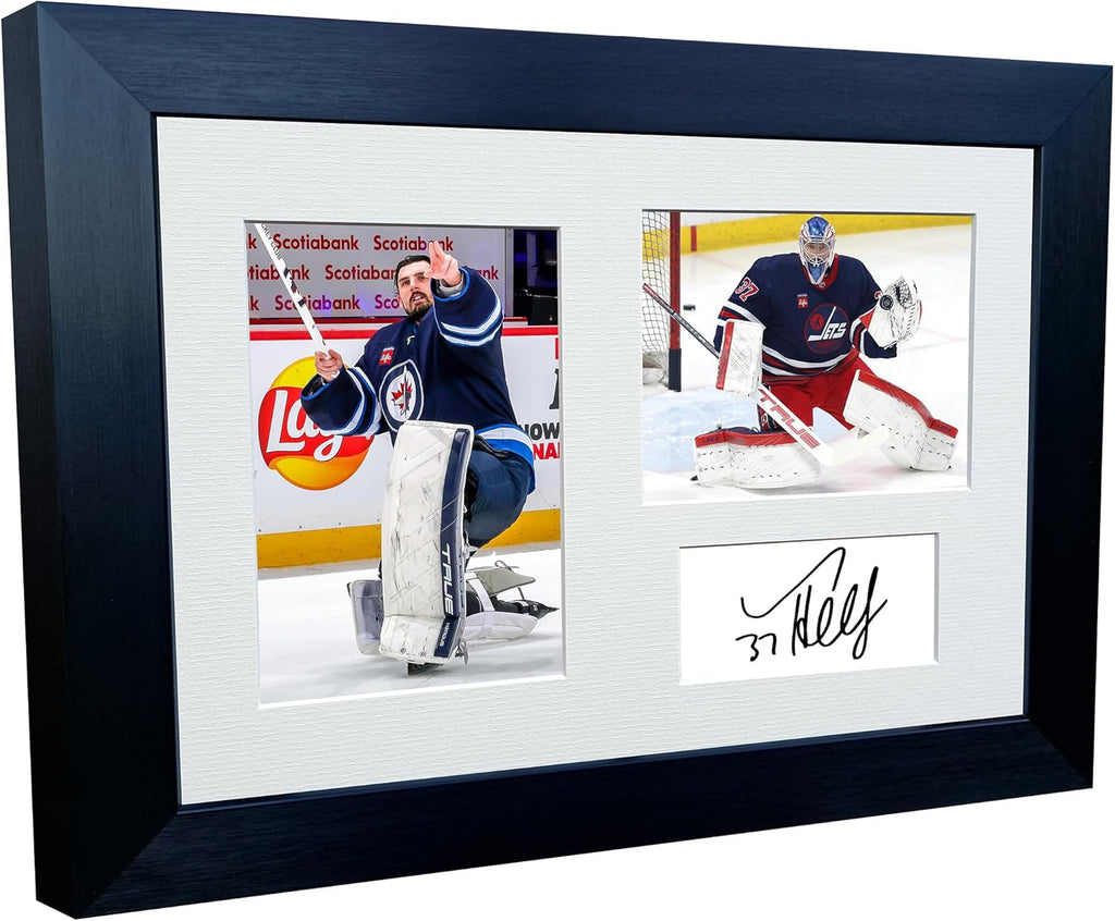 Kitbags & Lockers 12x8 A4 Connor Hellebuyck Winnipeg Jets Goalie Autographed Signed Photo Photograph Picture Frame American Football Poster Gift Triple