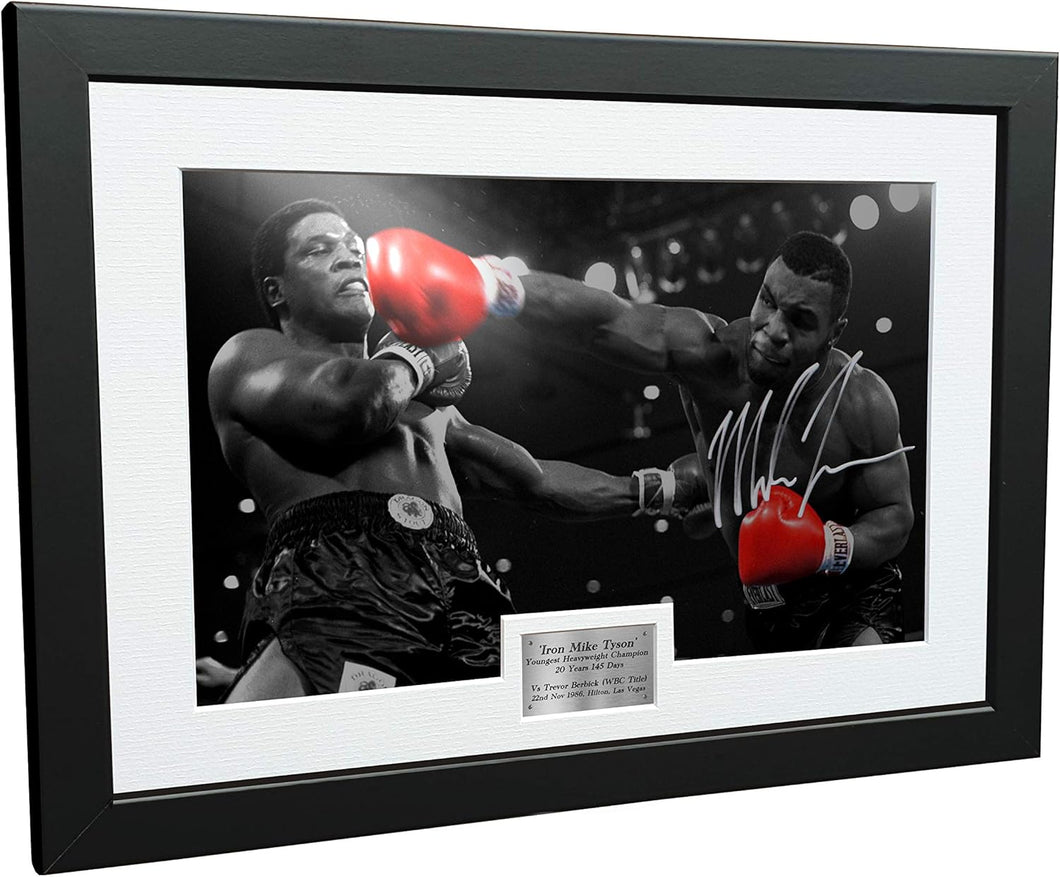 Kitbags & Lockers Mike Tyson vs Trevor Berbick Youngest Champion 12x8 A4 Autographed Signed Photo Photograph Picture Frame Boxing Gift BW