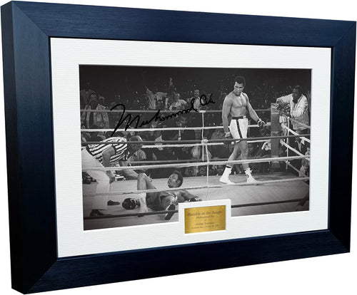 Kitbags & Lockers 12x8 A4 'RUMBLE IN THE JUNGLE' Muhammad Ali vs George Foreman Autographed Signed Photo Photograph Picture Frame Boxing Poster Gift BW