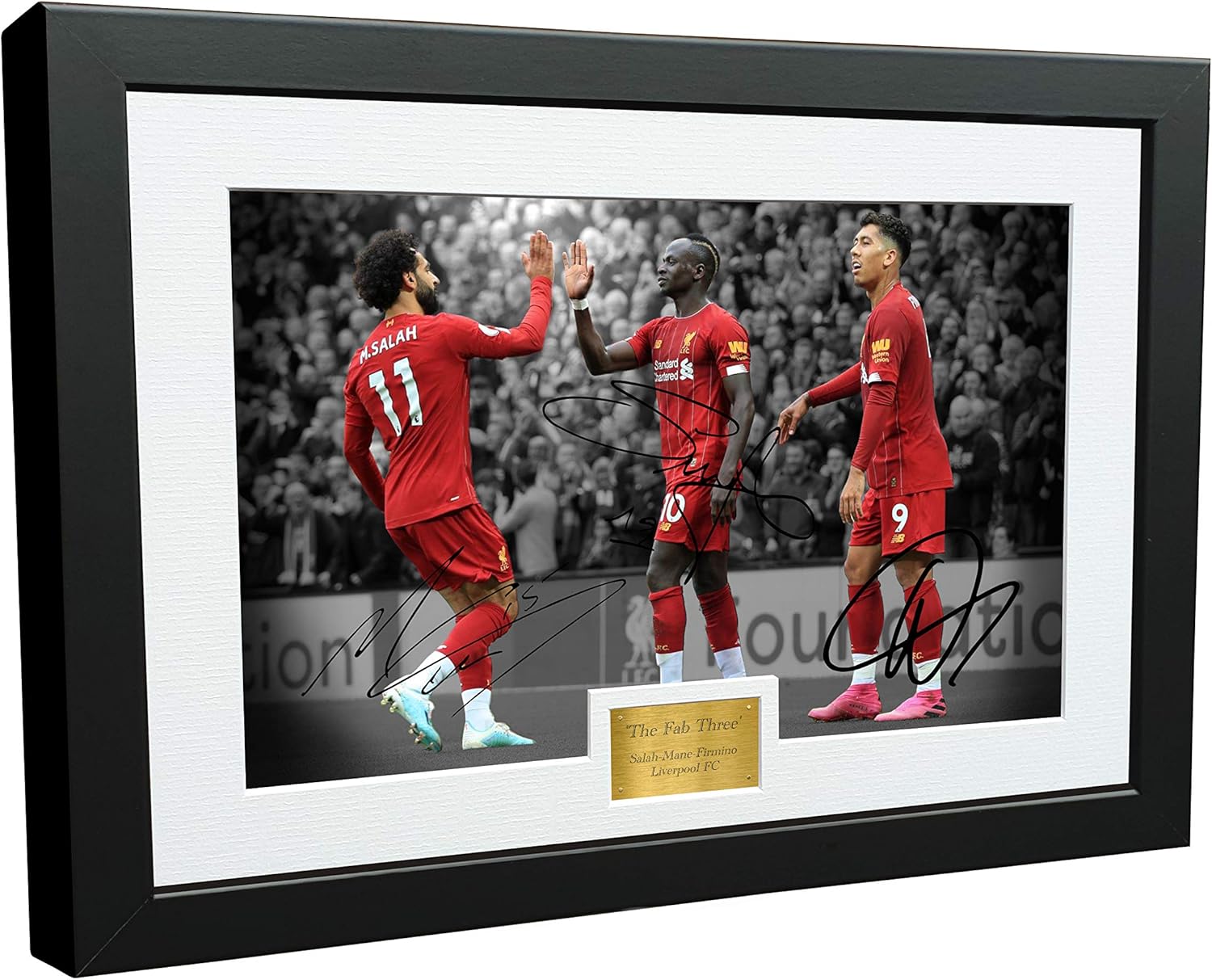 'The Fab Three' - Mohamed Mo Salah Sadio Mane Roberto Firmino 12x8 A4 Signed Liverpool - Autographed Photo Photograph Picture Frame Gift