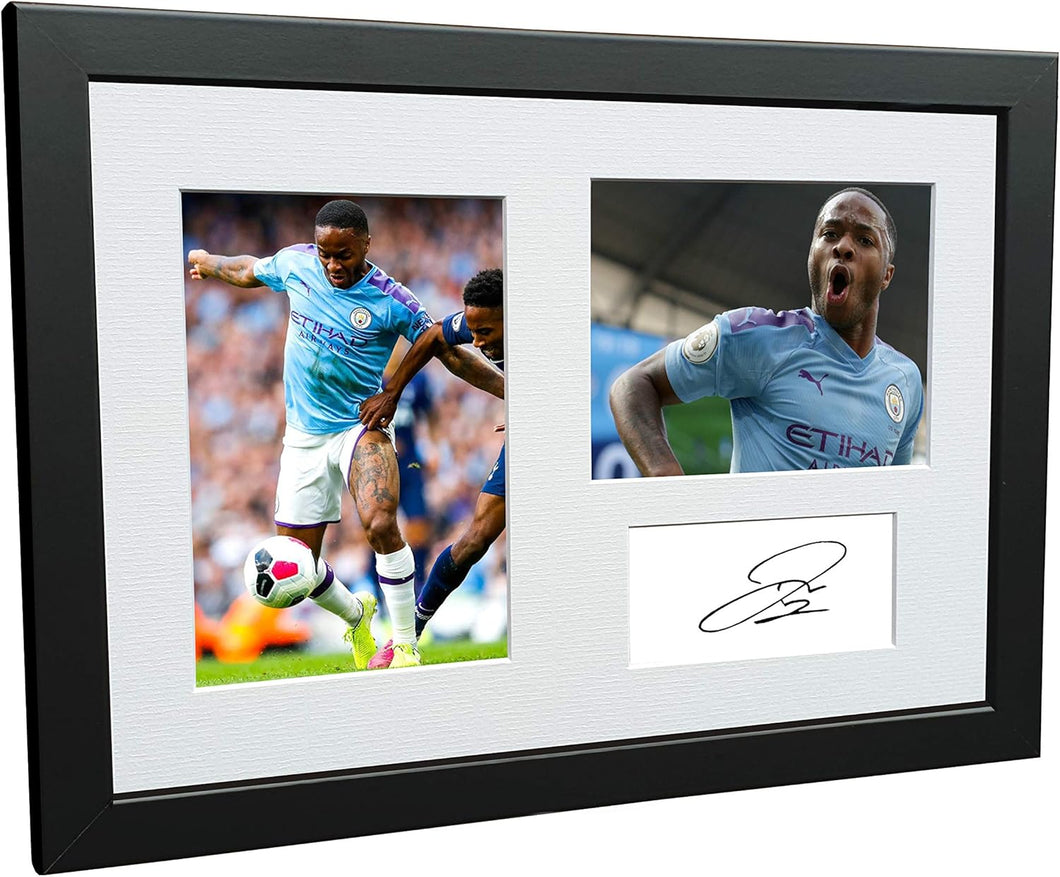 12x8 A4 Signed Raheem Sterling Manchester City Autographed Photo Photograph Picture Frame Football Soccer Poster Gift