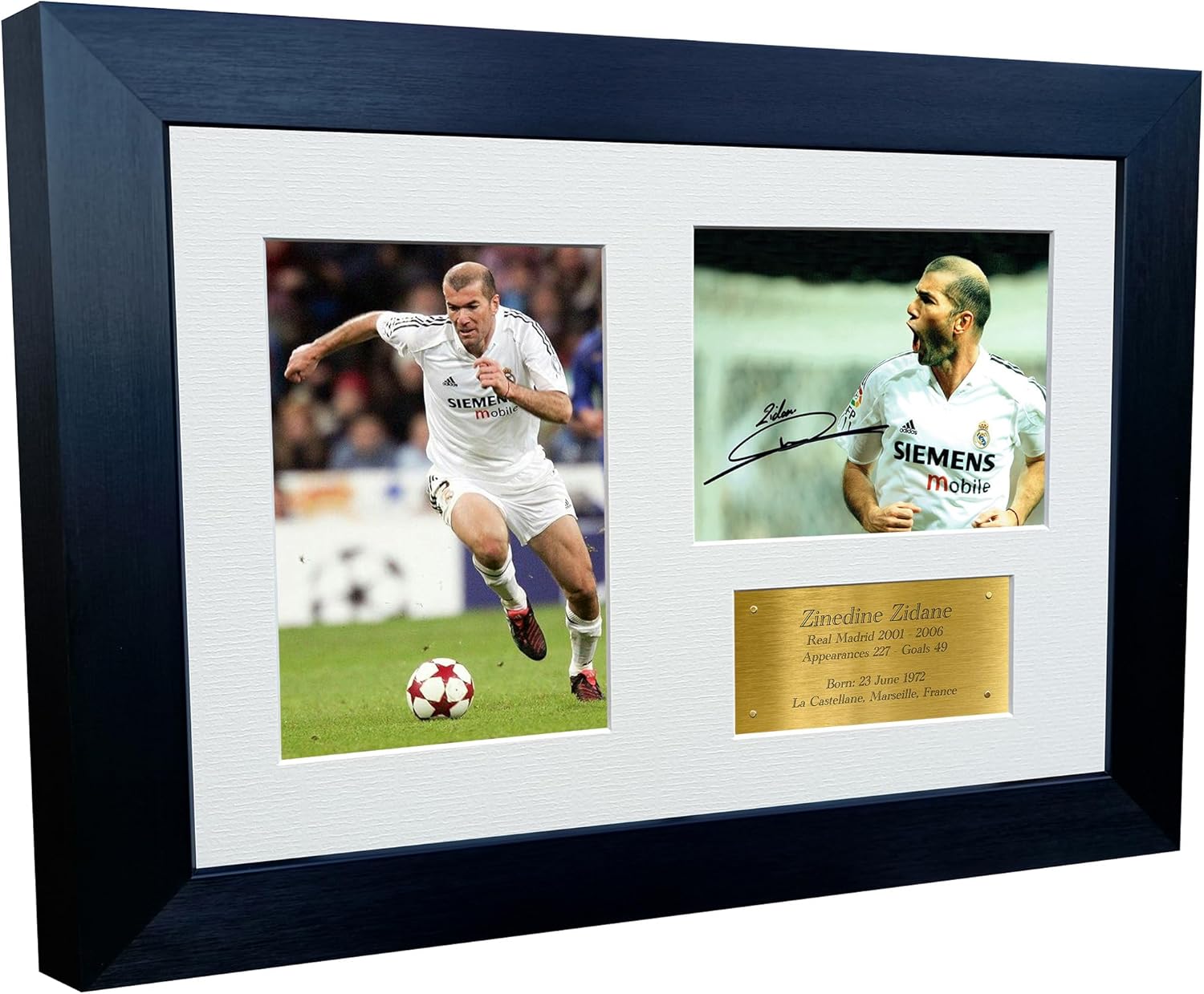12x8 A4 Signed Zinedine Zidane Real Madrid Autographed Autograph Signed Signature Photograph Photo Picture Frame Football Soccer Poster Gift G
