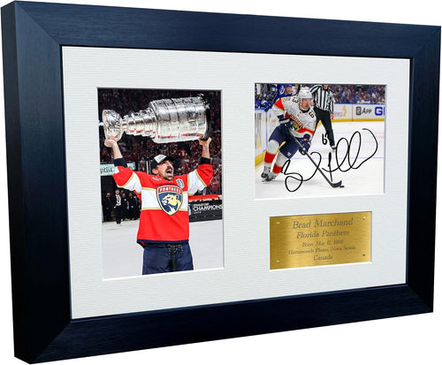 Kitbags & Lockers 12x8 A4 Florida Panthers Brad Marchand Stanley Cup Champions 2025 NHL Autograph Signed Signature Photo Photograph Picture Frame Ice Hockey Poster Gift Triple G