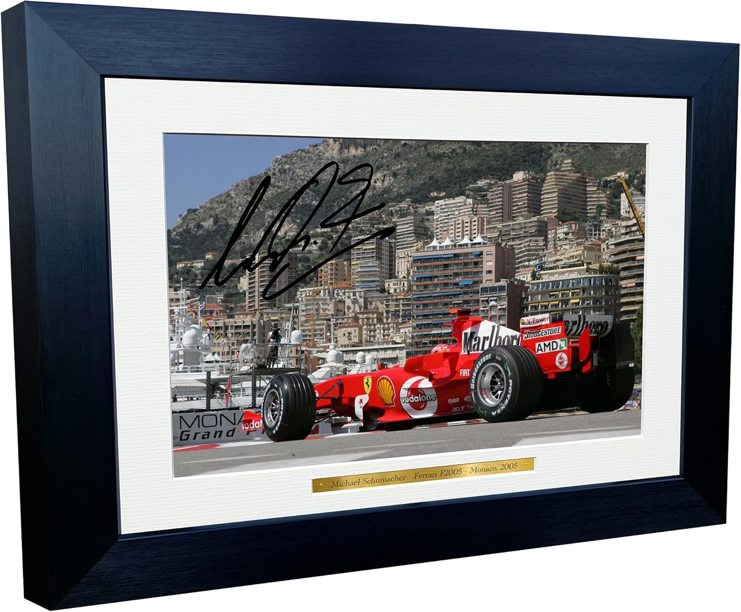 Kitbags & Lockers 12x8 A4 Michael Schumacher Monaco 2005 Grand Prix Ferrari F2005 Car Autographed Signed Signature Photo Photograph Picture Frame Racing Formula 1 F1 Poster Gift