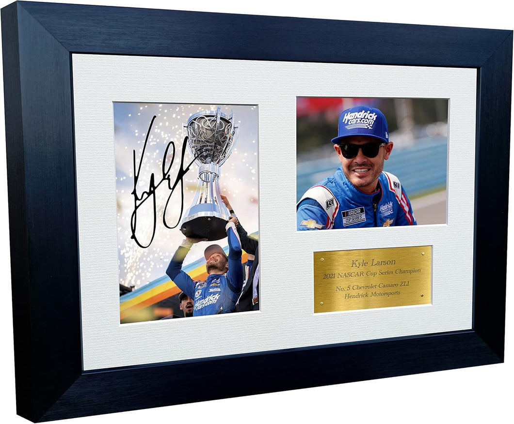 Kitbags & Lockers 2021 Kyle Larson NASCAR Cup Series Champion No. 5 Camaro ZL1 Hendrick Motorsports. Triple Autographed Signed 12x8 A4 Photo Photograph Picture Frame Poster Gift G