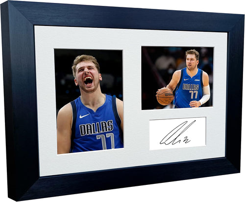 Kitbags & Lockers 12x8 A4 Luka Doncic Dallas Mavericks Autographed Signed Photo Photograph Picture Frame NBA Basketball Poster Gift