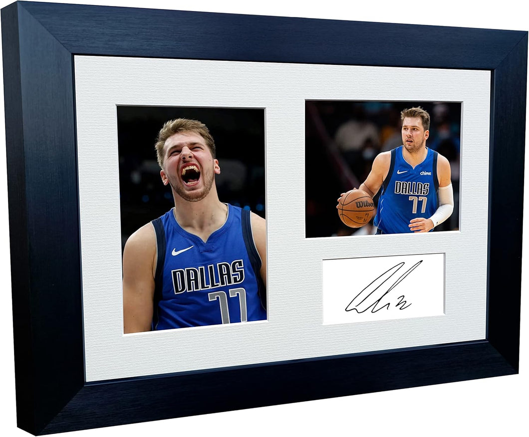 Kitbags & Lockers 12x8 A4 Luka Doncic Dallas Mavericks Autographed Signed Photo Photograph Picture Frame NBA Basketball Poster Gift