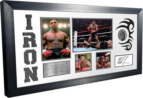 Kitbags & Lockers Iron Mike Tyson Tattoo Montage Celebration vs Trevor Berbick Signed Autographed Photo Photograph Picture Frame Boxing Poster Gift W