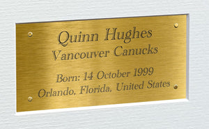 Kitbags & Lockers 12x8 A4 Quinn Hughes Vancouver Canucks NHL Autographed Signed Signature Photo Photograph Picture Frame Ice Hockey Poster Gift Triple G