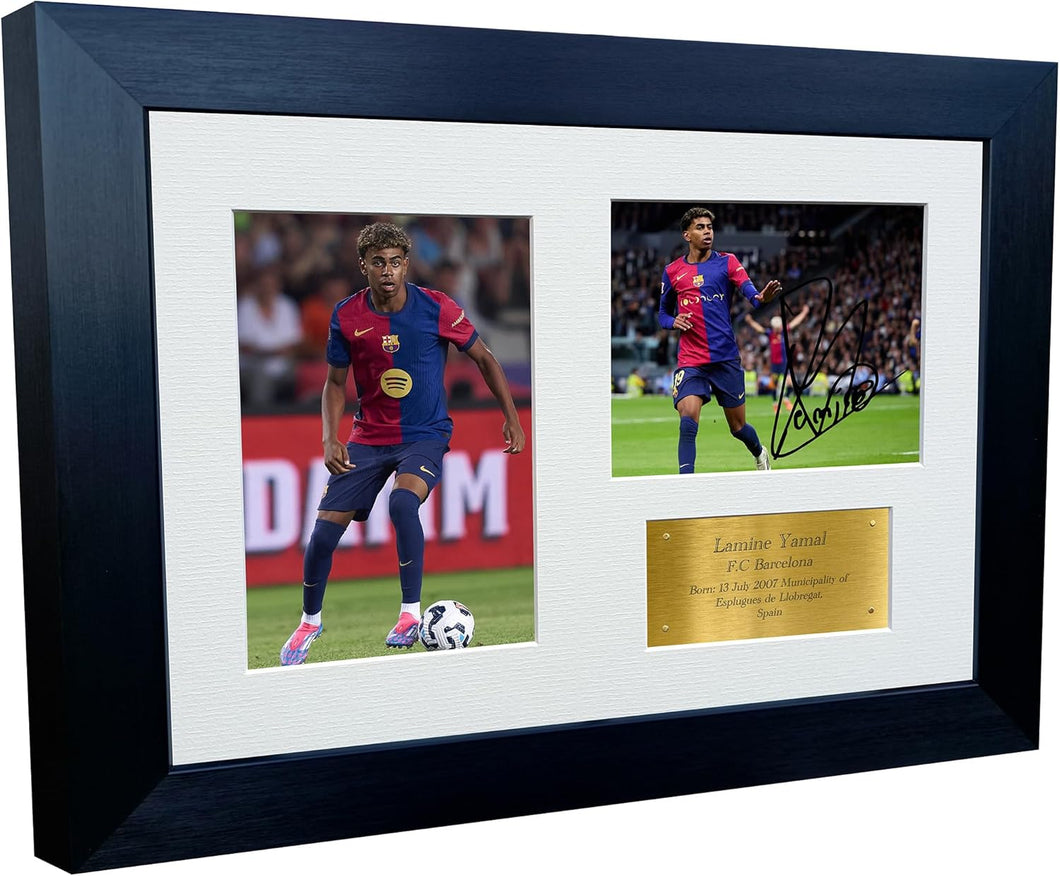 12x8 A4 Signed Lamine Yamal CALMA Celebration Barcelona Autographed Autograph Signed Signature Photograph Photo Picture Frame Football Soccer Poster Gift NEW Triple G Calma 7