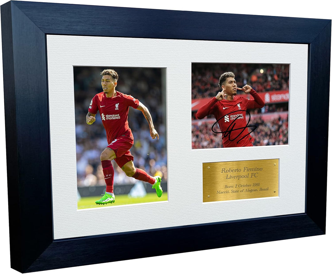 2022/23 Roberto Firmino Liverpool Triple Autographed Signed 12x8 A4 Photo Photograph Picture Frame Football Soccer Poster Gift G