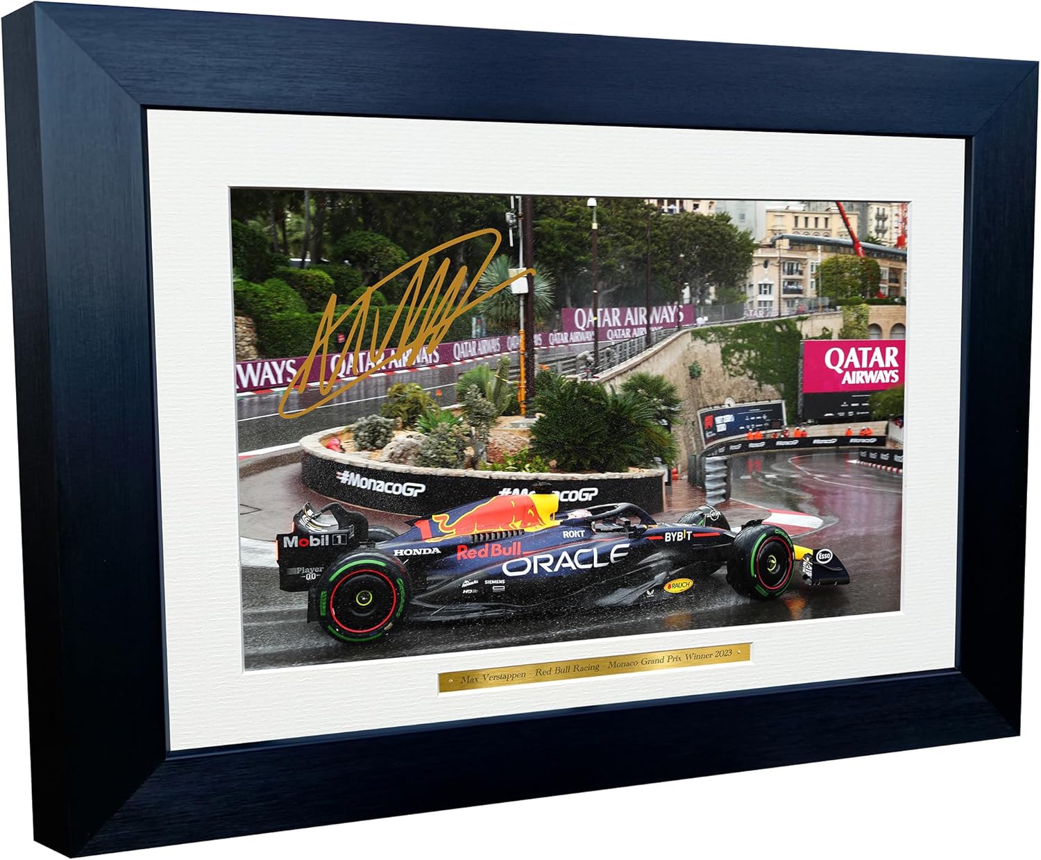 Kitbags & Lockers 12x8 A4 Max Verstappen Red Bull Racing Monaco Grand Prix Winner 2023 Autographed Signed Photo Photograph Picture Frame Racing Formula 1 F1 Poster Gift