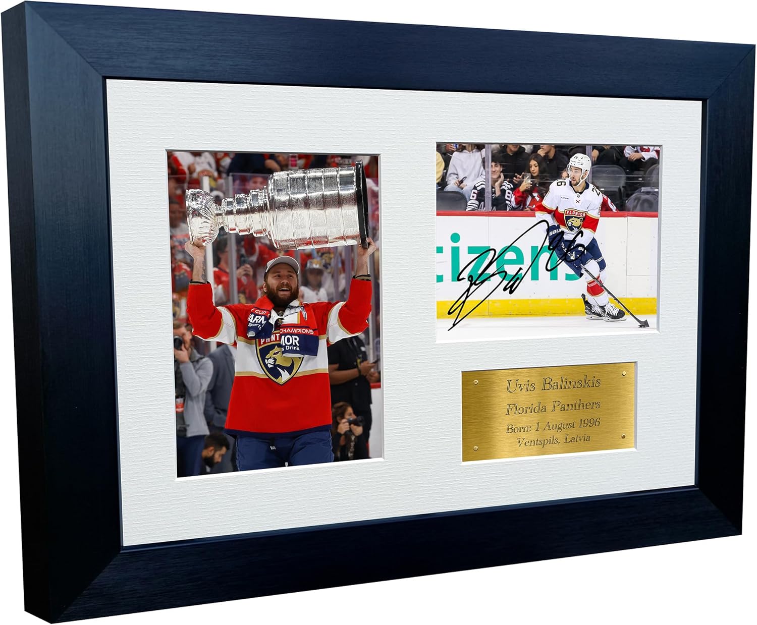 Kitbags & Lockers 12x8 A4 Florida Panthers Uvis Balinskis Stanley Cup Champions 2025 NHL Autograph Signed Signature Photo Photograph Picture Frame Ice Hockey Poster Gift Triple G
