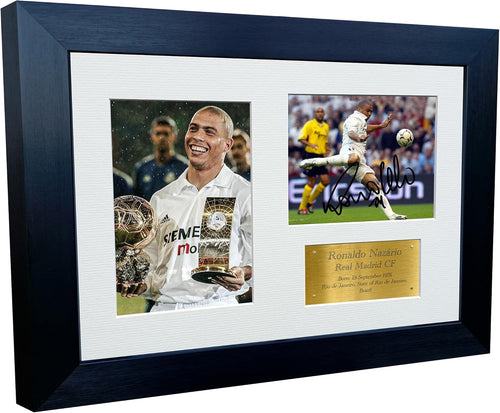 12x8 A4 Signed Ronaldo Nazário Real Madrid Autographed Autograph Signed Signature Photograph Photo Picture Frame Football Soccer Poster Gift G