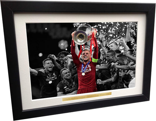 Kitbags & Lockers 2019 Champions League Win 12x8 A4 Signed Liverpool Jordan Henderson Autographed Photo Photograph Picture Frame Soccer Gift