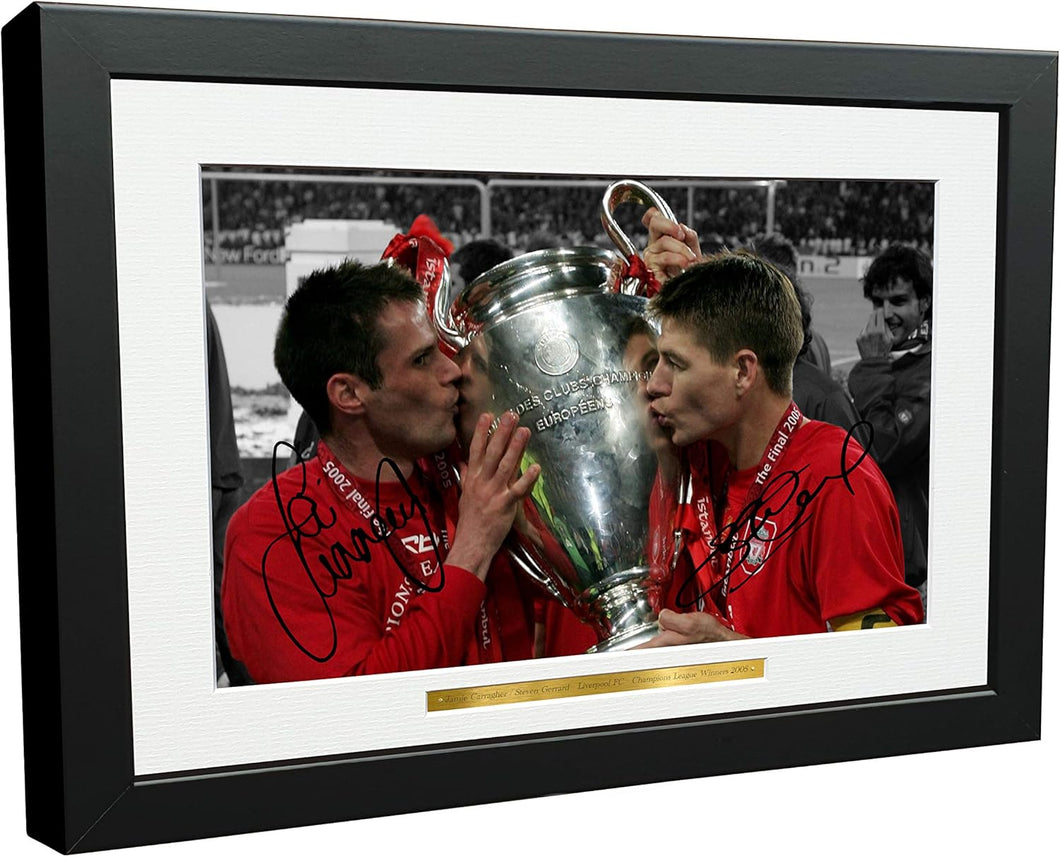 Kitbags & Lockers Jamie Carragher Steven Gerrard 12x8 A4 Liverpool Champions League Winners 2005 Autographed Signed Photo Photograph Picture Frame Soccer Gift Poster