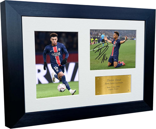 12x8 A4 Signed Desire Doue Paris Saint-Germain PSG Désiré Doué Autographed Photo Photograph Picture Frame Football Soccer Gift Triple G 2