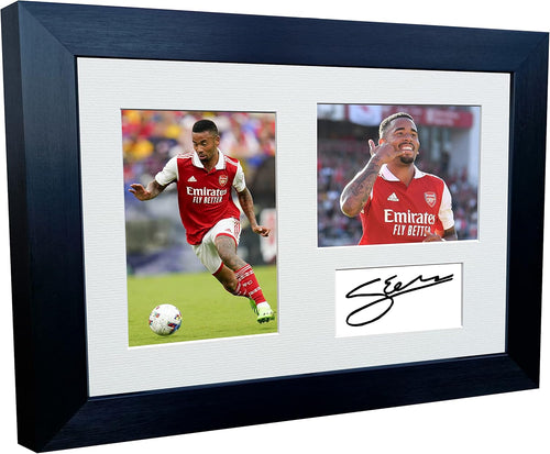 2022/23 Gabriel Jesus Arsenal Triple Autographed Signed 12x8 A4 Photo Photograph Picture Frame Football Soccer Poster Gift