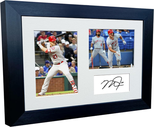 Kitbags & Lockers 12x8 A4 Mike Trout Los Angeles Angels Major League Baseball Autographed Signed Photo Photograph Picture Frame Poster Gift