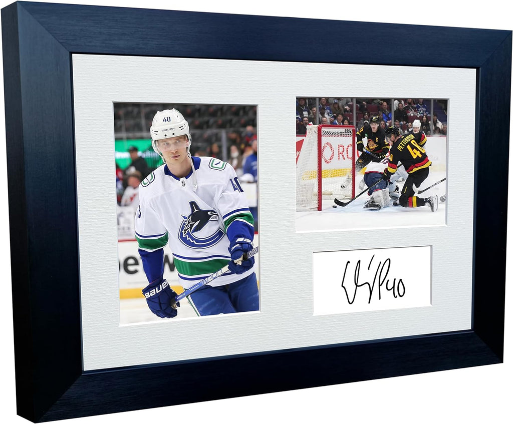 Kitbags & Lockers 12x8 A4 Elias Pettersson Vancouver Canucks NHL Autographed Signed Photo Photograph Picture Frame Ice Hockey Poster Gift Triple