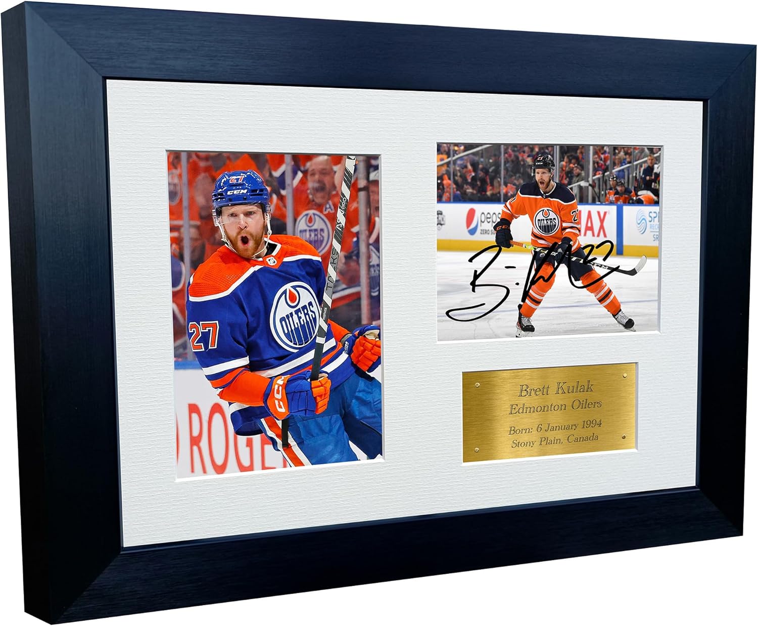 Kitbags & Lockers 12x8 A4 Brett Kulak Edmonton Oilers NHL Autographed Signed Signature Photo Photograph Picture Frame Ice Hockey Poster Gift Triple Gold