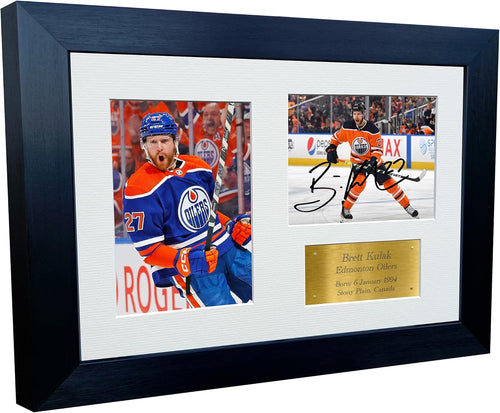 Kitbags & Lockers 12x8 A4 Brett Kulak Edmonton Oilers NHL Autographed Signed Signature Photo Photograph Picture Frame Ice Hockey Poster Gift Triple Gold
