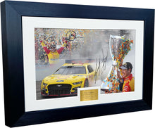 Load image into Gallery viewer, Kitbags &amp; Lockers &#39;2 TIMES CHAMPION&#39; 2018 2022 Joey Logano NASCAR Cup Series No22 Ford Mustang Team Penske Triple Autographed Signed 12x8 A4 Photo Photograph Picture Frame Poster Gift