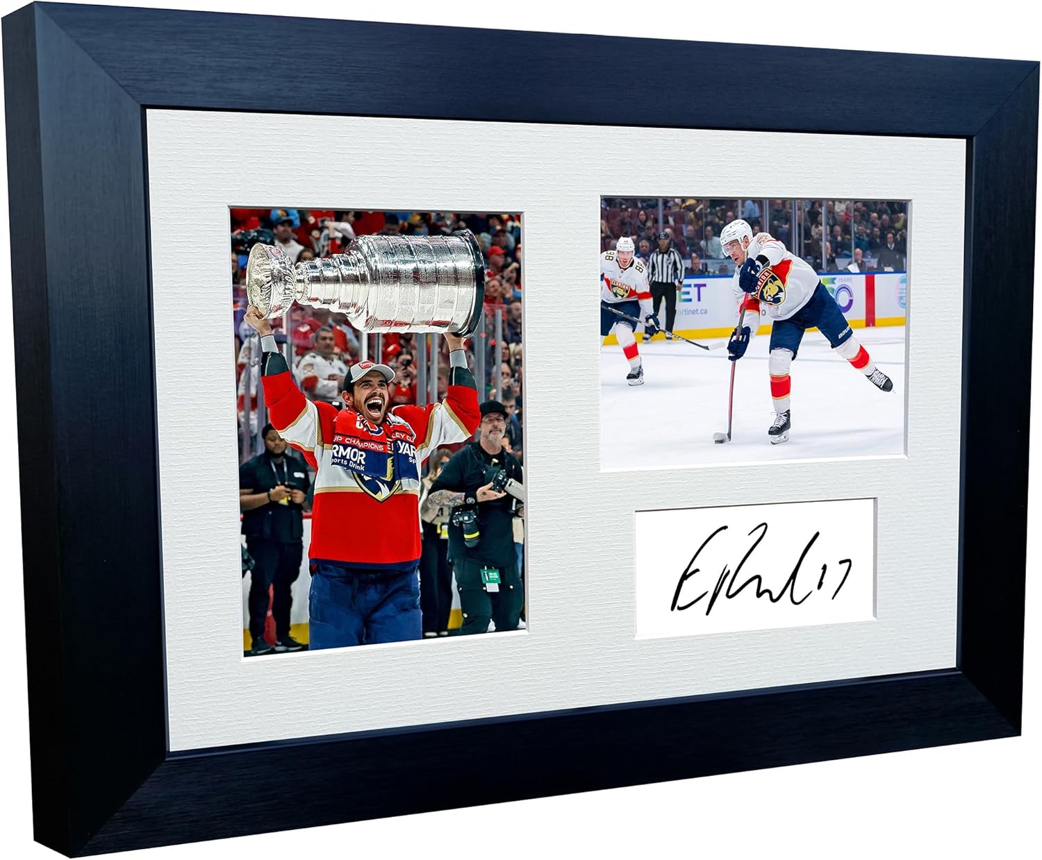 Kitbags & Lockers 12x8 A4 Florida Panthers Evan Rodrigues Stanley Cup Champions 2025 NHL Autograph Signed Signature Photo Photograph Picture Frame Ice Hockey Poster Gift Triple