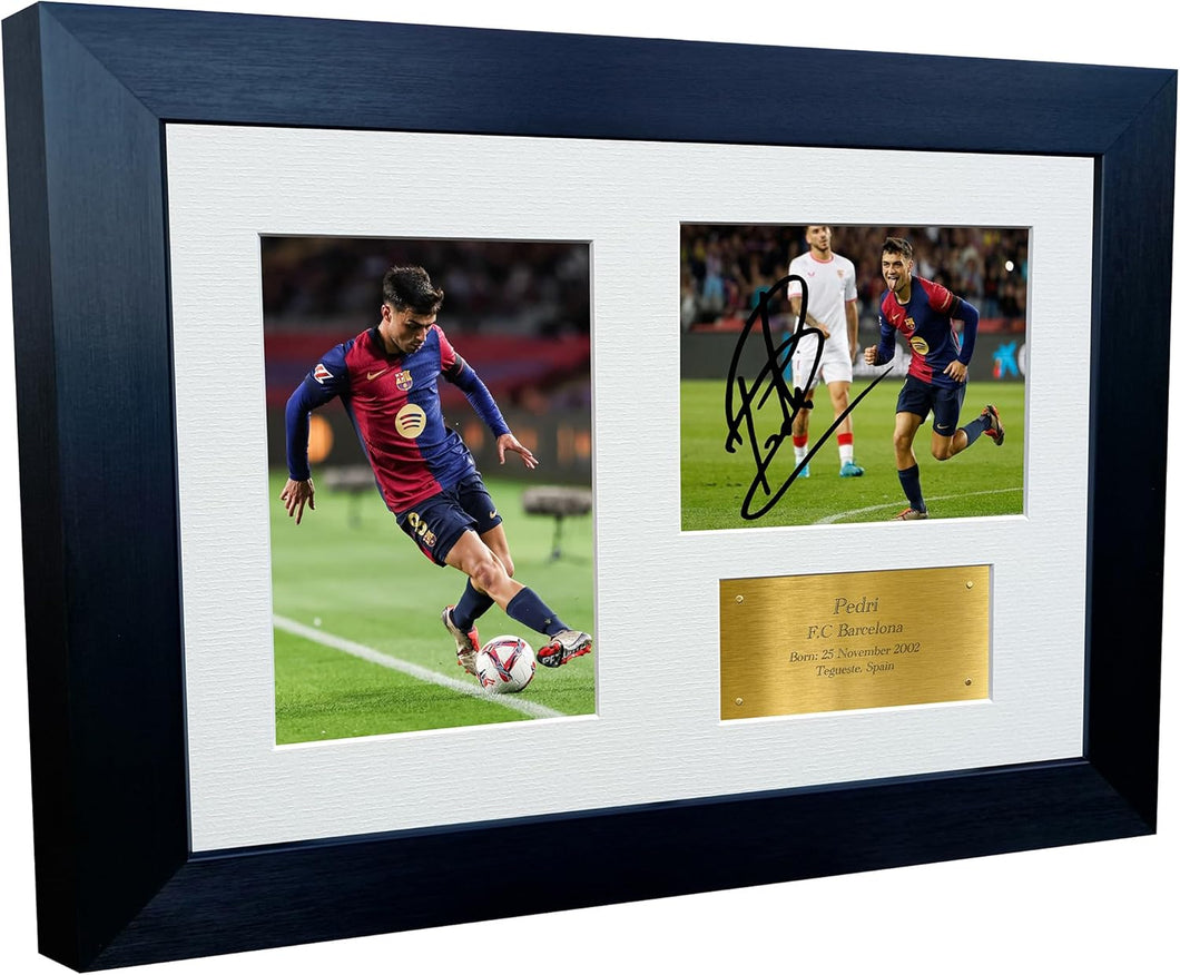 12x8 A4 Signed Pedri Barcelona Autographed Autograph Signed Signature Photograph Photo Picture Frame Football Soccer Poster Gift Spain Triple G