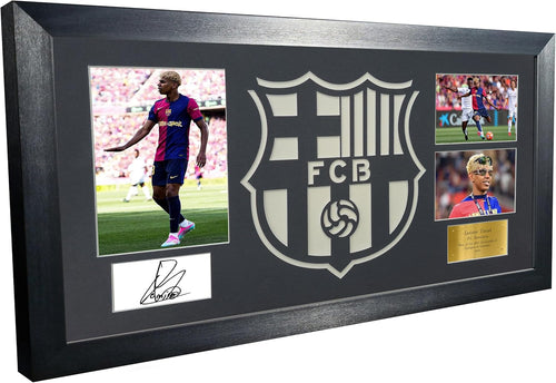 Lamine Yamal 2025 Barcelona Logo Mount Signed Autographed Photo Photograph Picture Frame Poster Football Soccer Gift (Black Mount)