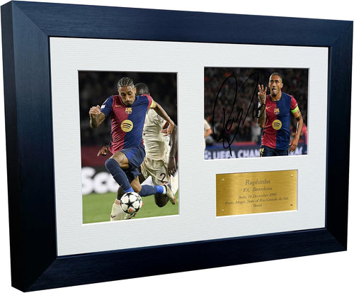 12x8 A4 Signed Raphinha Barcelona Autographed Autograph Signed Signature Photograph Photo Picture Frame Football Soccer Poster Gift Brazil Triple G