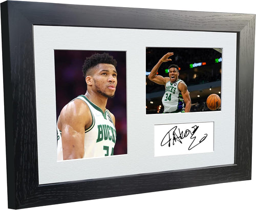 Kitbags & Lockers 12x8 A4 Giannis Antetokounmpo Milwaukee Bucks Autographed Signed Photo Photograph Picture Frame Basketball Poster Gift