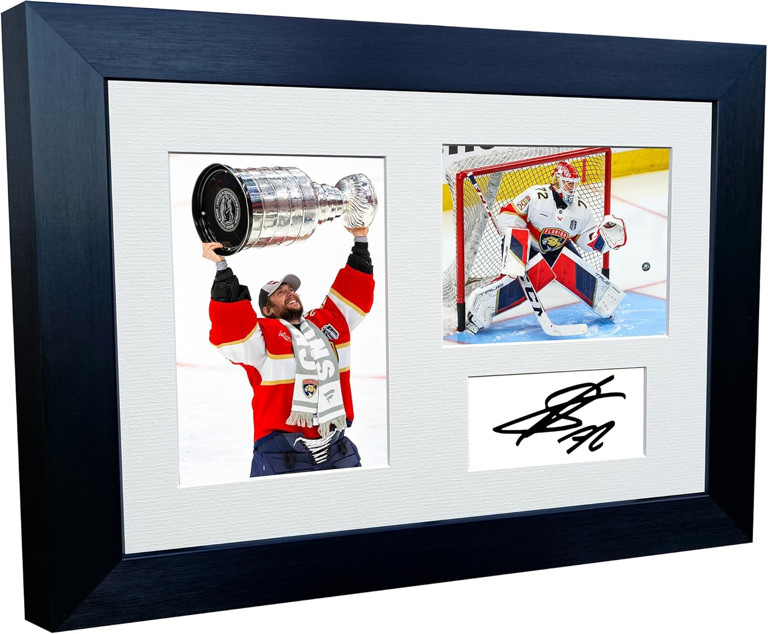 Kitbags & Lockers 12x8 A4 Florida Panthers Sergei Bobrovsky Stanley Cup Champions 2025 NHL Autograph Signed Signature Photo Photograph Picture Frame Ice Hockey Poster Gift Triple