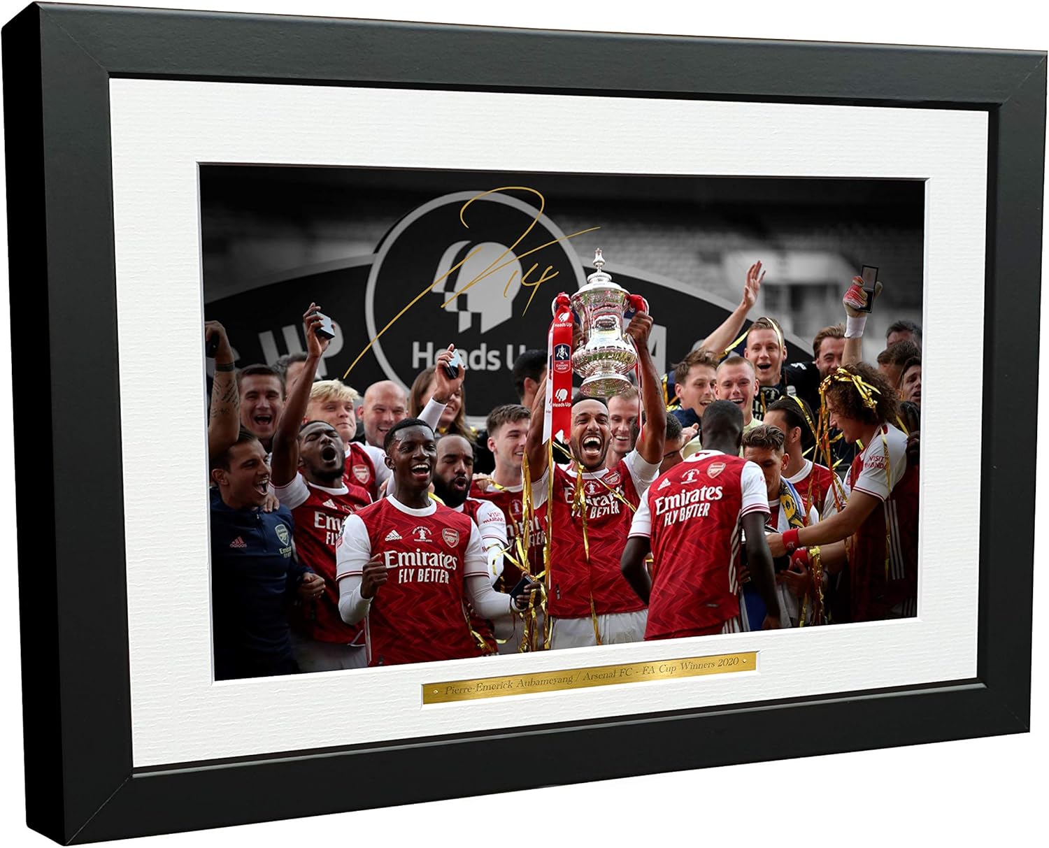 12x8 A4 Signed"2020 FA CUP WINNERS" Pierre-Emerick Aubameyang Arsenal FC Autographed Photo Photograph Picture Frame Football Soccer Poster Gift