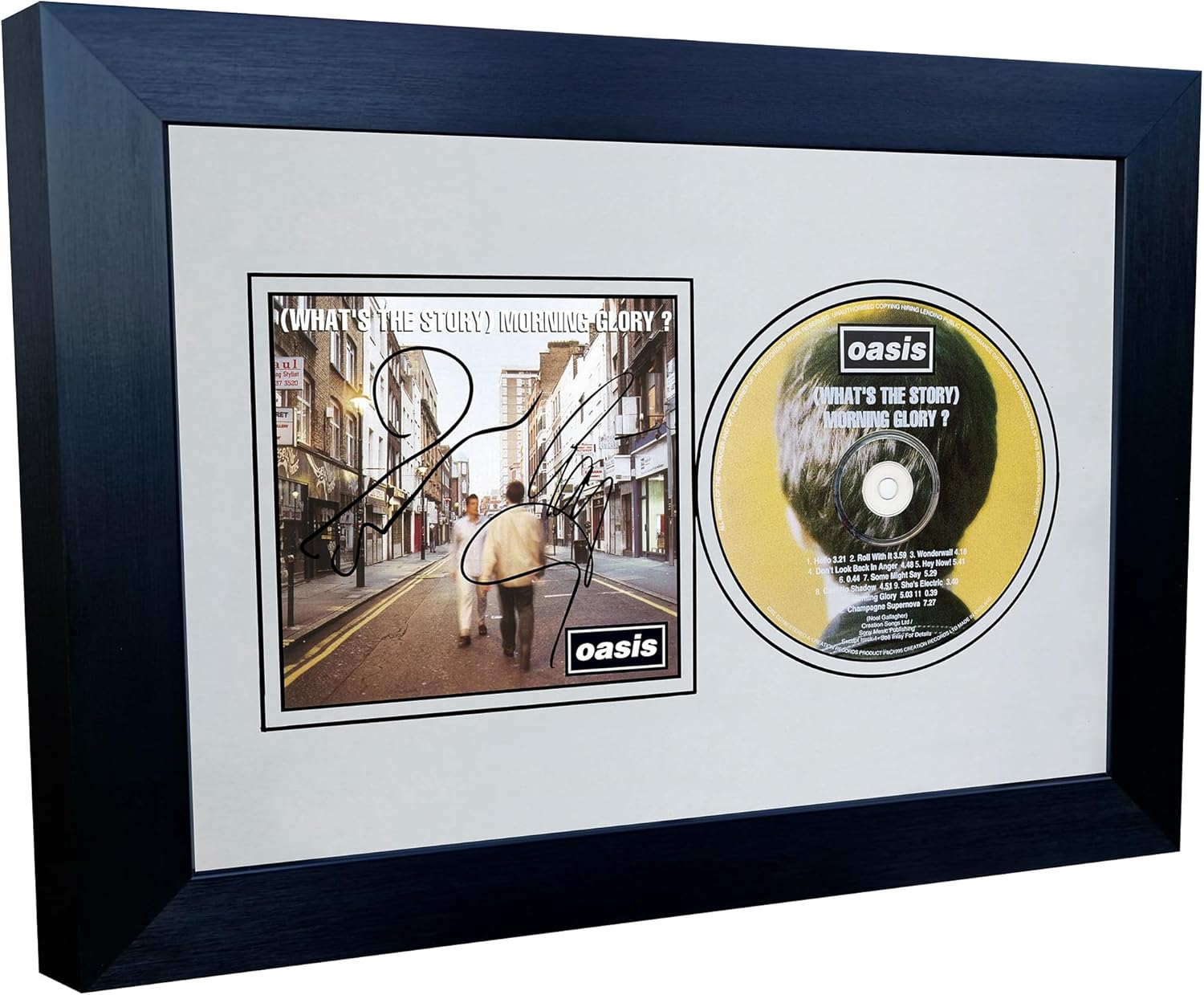 A4 Oasis Definitely Maybe (Whats The Story) Morning Glory Album Cover Liam Noel Gallagher Music Autographed Signed Photo Photograph Picture Frame ((What's the Story) Morning Glory, Cream Mount, A4)