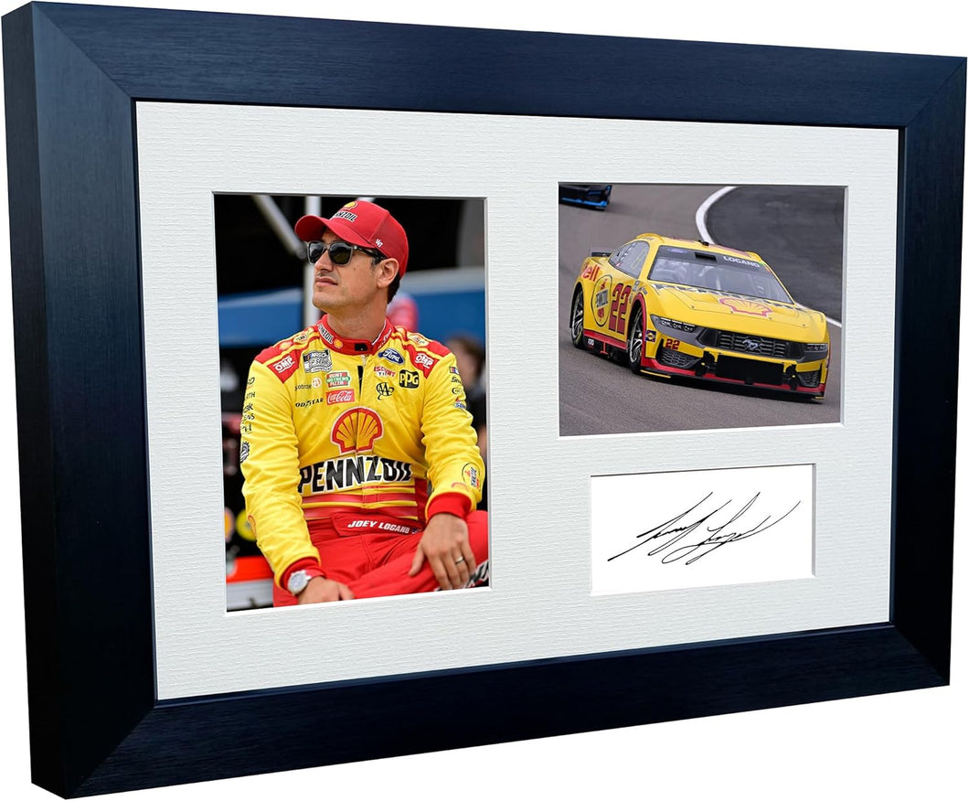Kitbags & Lockers 12x8 A4 Joey Logano 2024 NASCAR Cup Series No. 22 Ford Mustang Dark Horse for Team Penske Signed Autographed Signature Photo Photograph Picture Frame Poster Celebration Gift Triple