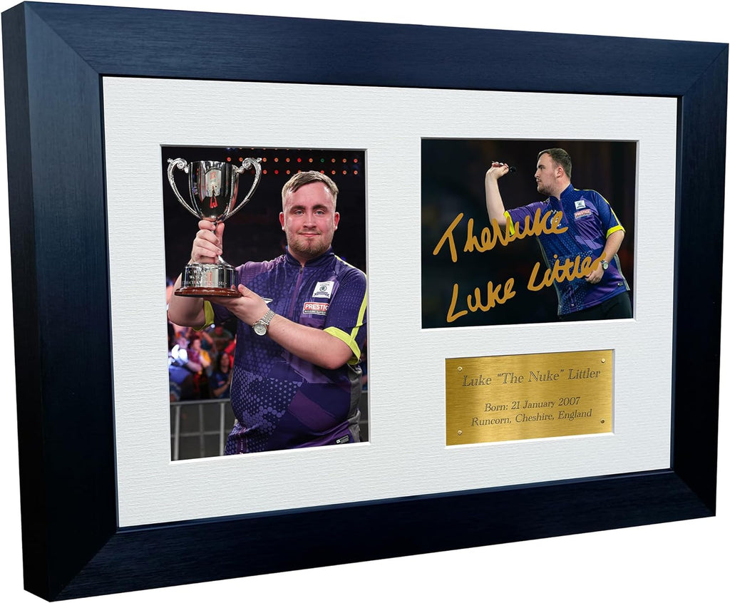 12x8 A4 Luke Littler "The Nuke" Darts PDC WDF Signed Autograph Photo Photograph Picture Frame Poster Gift Triple G