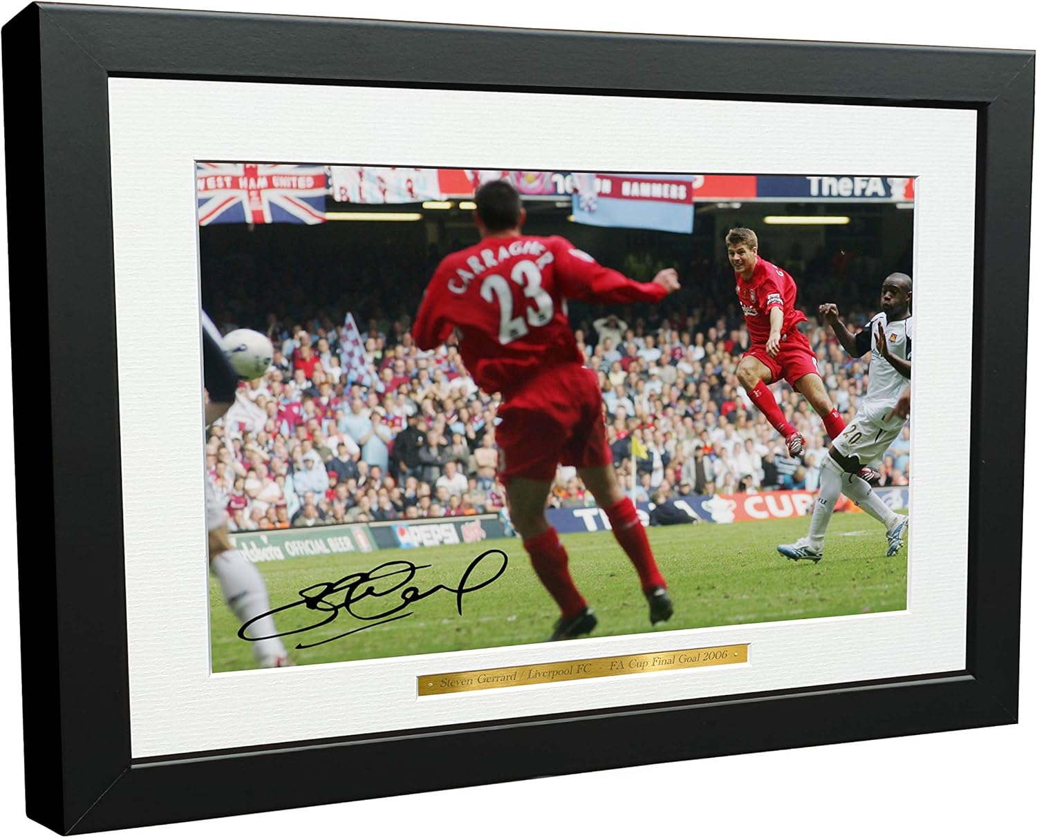 Kitbags & Lockers Steven Gerrard '2006 FA Cup Goal' 12x8 A4 Liverpool Autographed Signed Photo Photograph Picture Frame Soccer Gift Poster