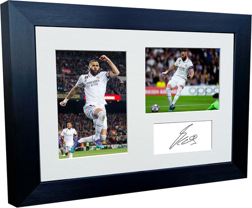 12x8 A4 Karim Benzema 5 Times Champions League Winners Real Madrid Autographed Signed Photo Photograph Picture Frame Football Soccer Poster Gift Triple