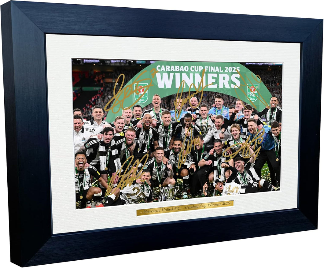 Kitbags & Lockers 12x8 A4 Signed Newcastle United F.C. Carabao Cup Winners 2025 Isak Gordon Trippier Joelinton Lascelles Wilson Autographed Photo Photograph Picture Frame Soccer Gift