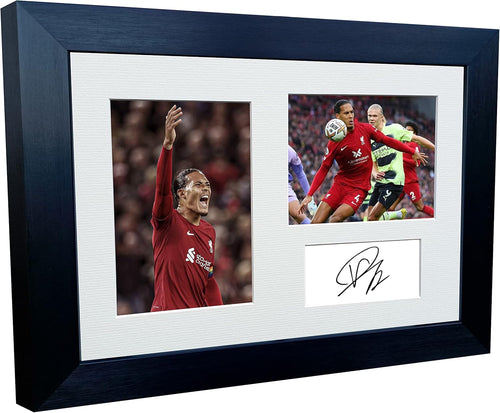 2022/23 Virgil van Dijk Liverpool Triple Autographed Signed 12x8 A4 Photo Photograph Picture Frame Football Soccer Poster Gift